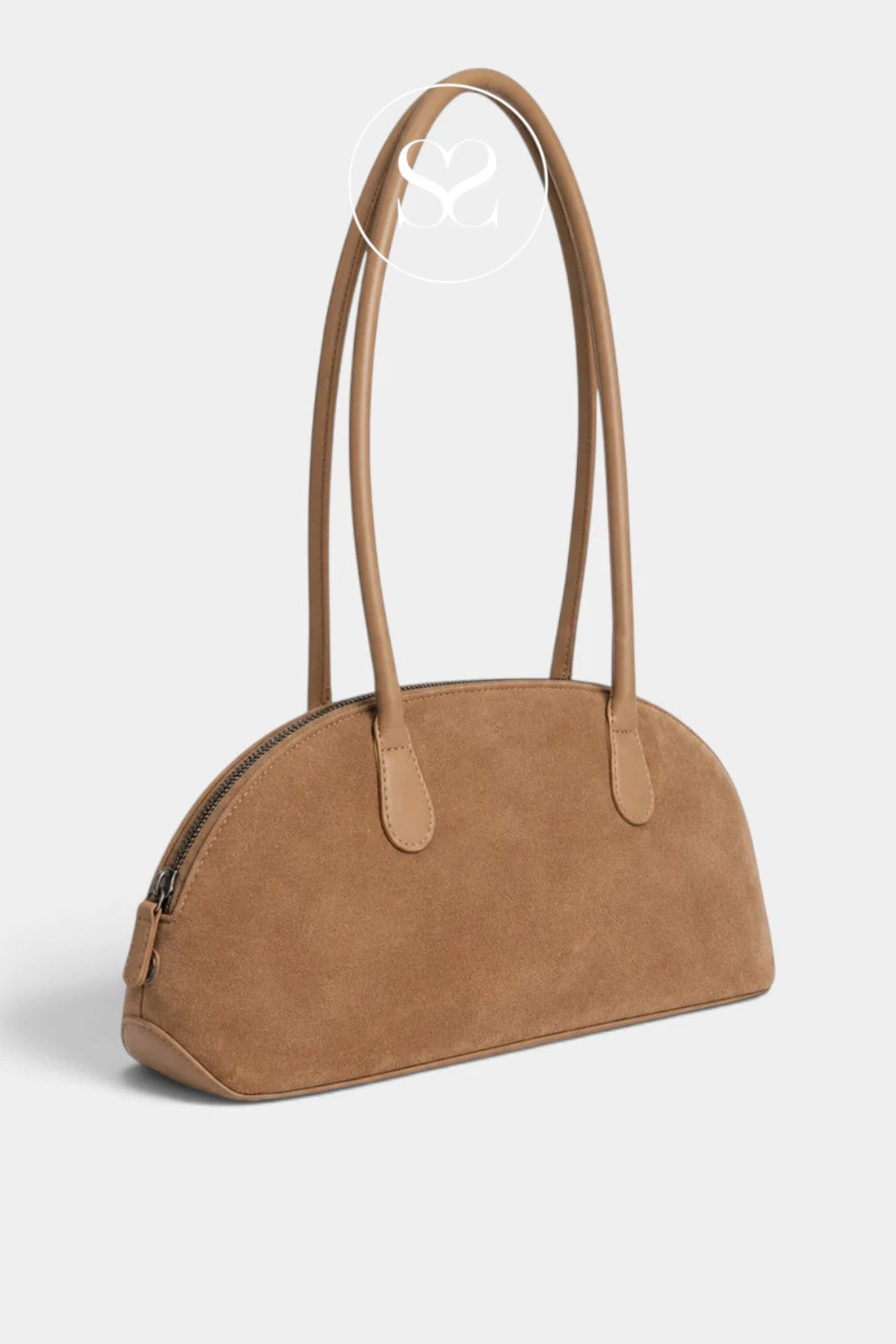 Depeche Dark Taupe Suede/Leather Shoulder Bag 17438