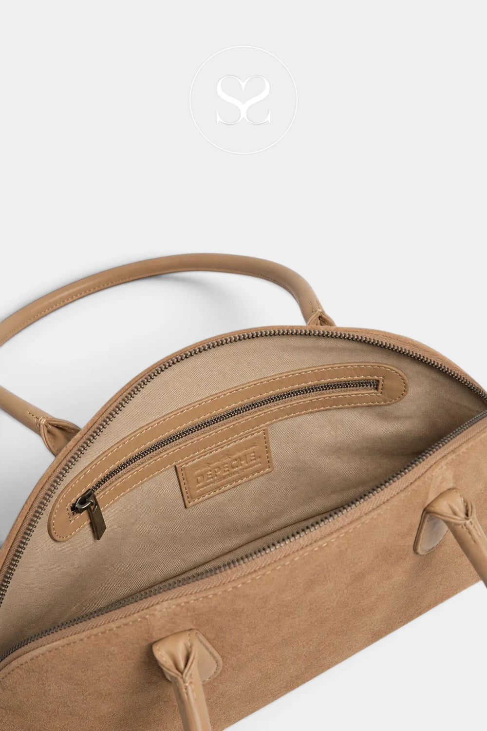 Depeche Dark Taupe Suede/Leather Shoulder Bag 17438