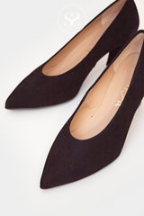black suede block heel shoes from Unisa