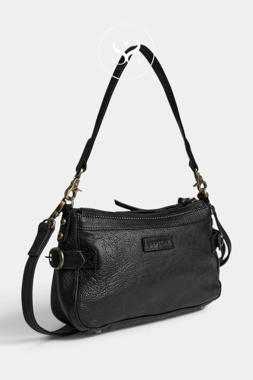 Depeche Black Leather Cross-body Bag - 17348