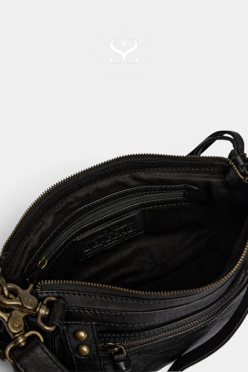 Depeche Black Leather Cross-body Bag - 17348