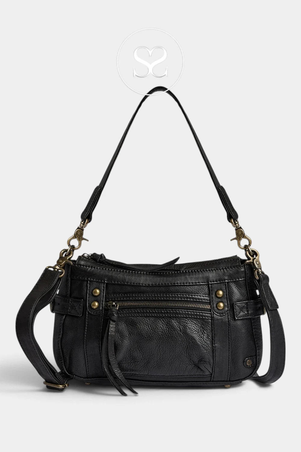Depeche Black Leather Cross-body Bag - 17348