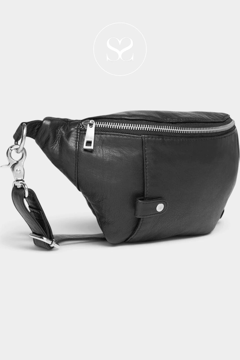 Depeche Black Leather Cross-body Bum-bag - 15814