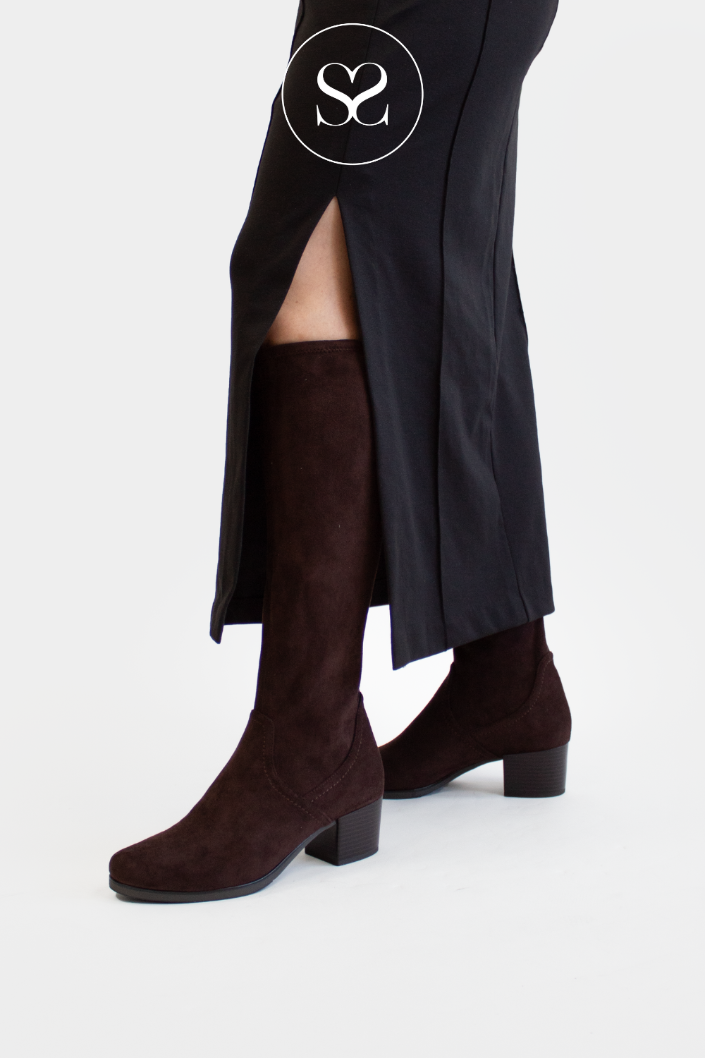 CAPRICE 9 25506 41 DARK BROWN STRETCH KNEE HIGH BOOTS