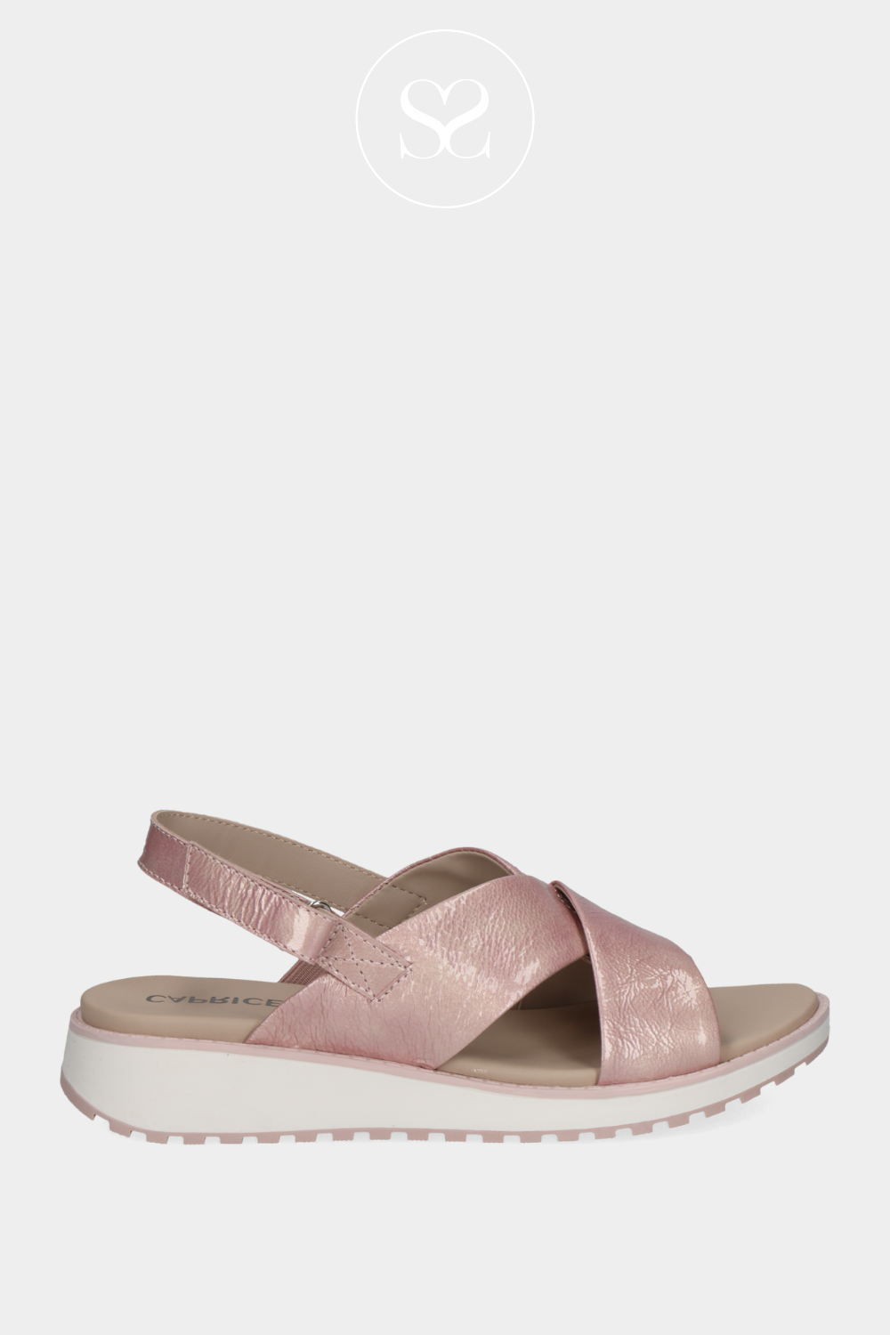 CAPRICE 9-28703-42 PINK WEDGE CRISS CROSS WEDGE SANDALS WITH ELASTICATED SLINGBACK