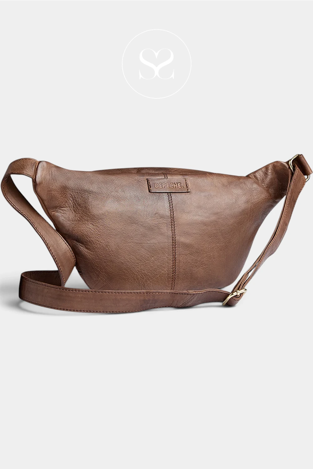 Depeche Brown Leather Double Zipper Bumbag - 16550