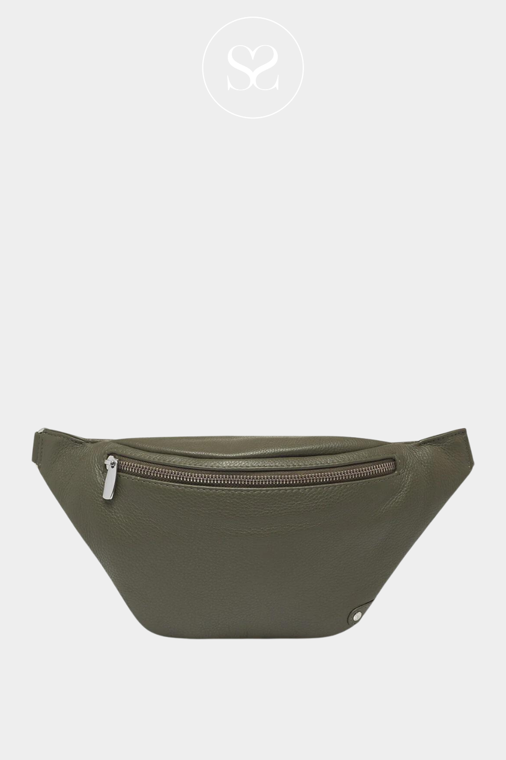 Depeche olive green crossbody bum bag in leather