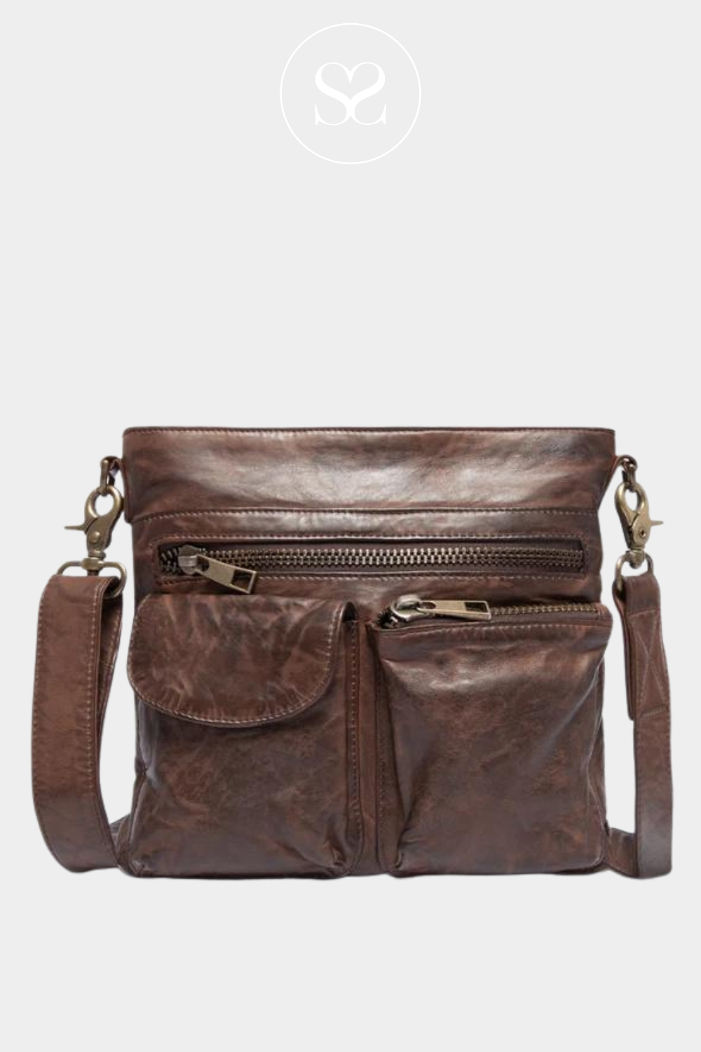 BROWN LEATHER CORSSBODY BAG FROM DEPECHE IN SOFT LEATHER
