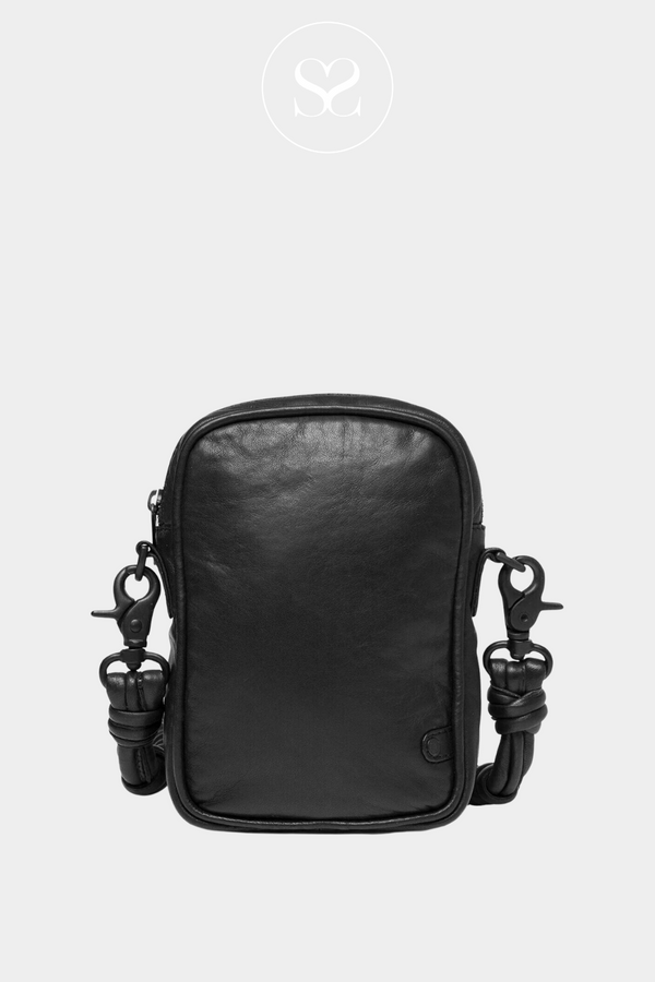 DEPECHE 15746 BLACK LEATHER PHONEBAG  WITH A PLAIN FRONT 