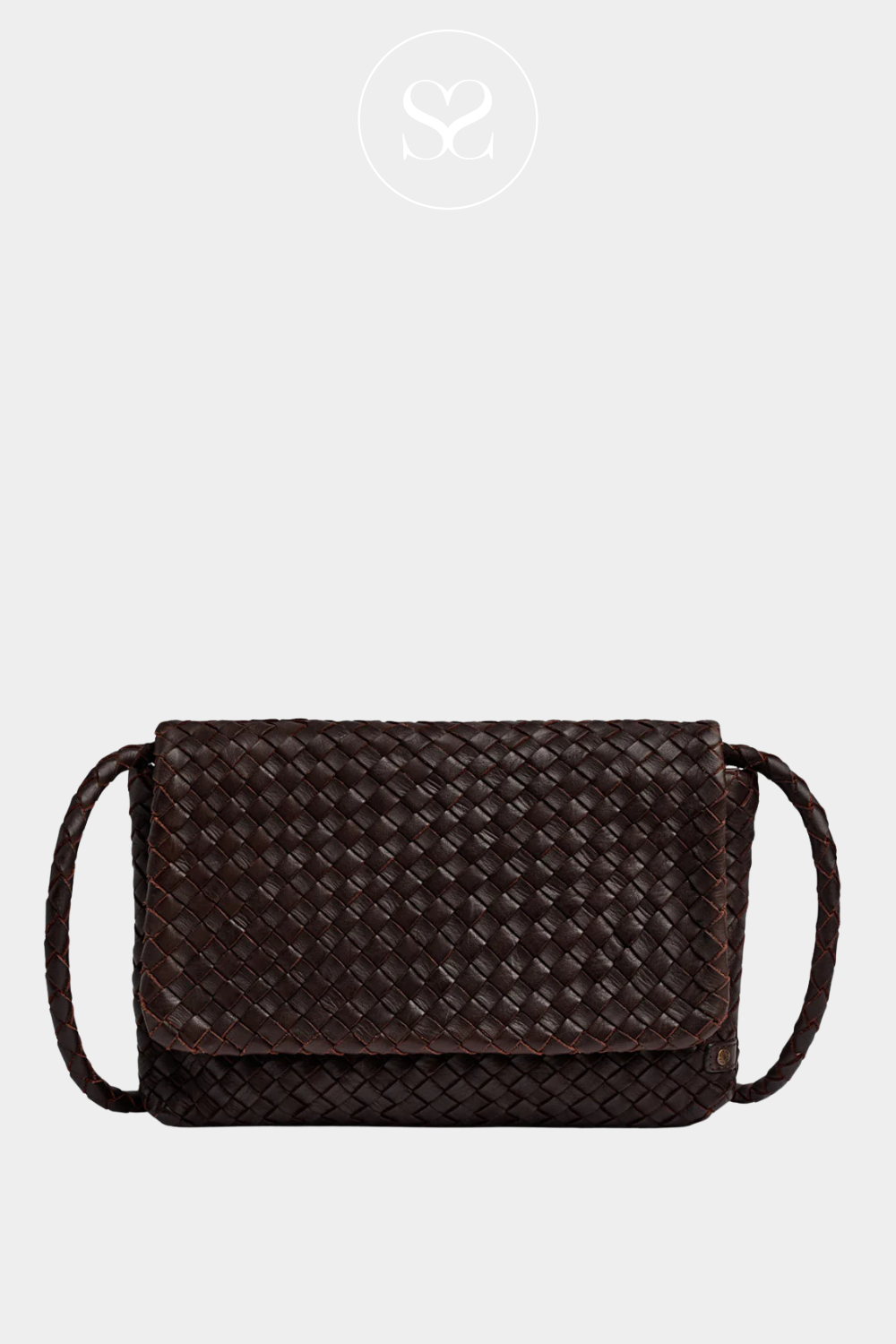 DEPECHE BROWN LEATHER CROSSOVER CLUTCH BAG - 16690