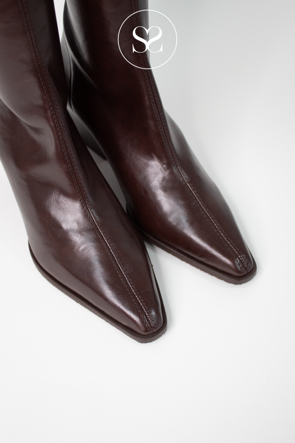 Miss Elastic Burgundy Knee High Sock Boots - 78041 