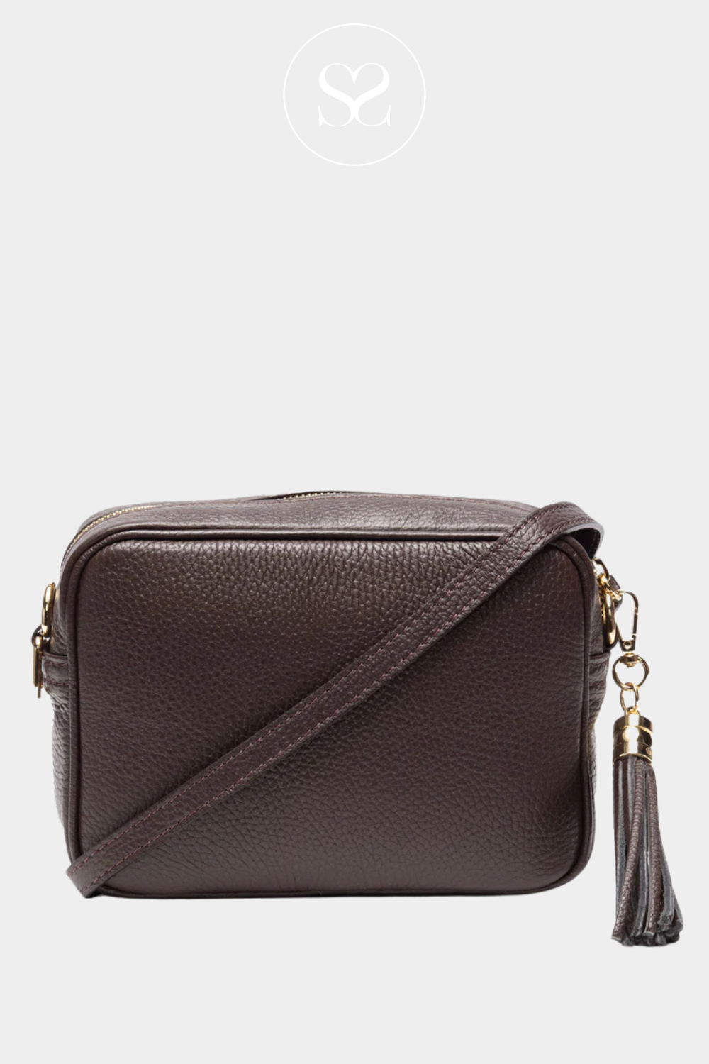 DARK BROWN CROSSBODY LEATHER HANDBAG FROM ELIE BEAUMONT