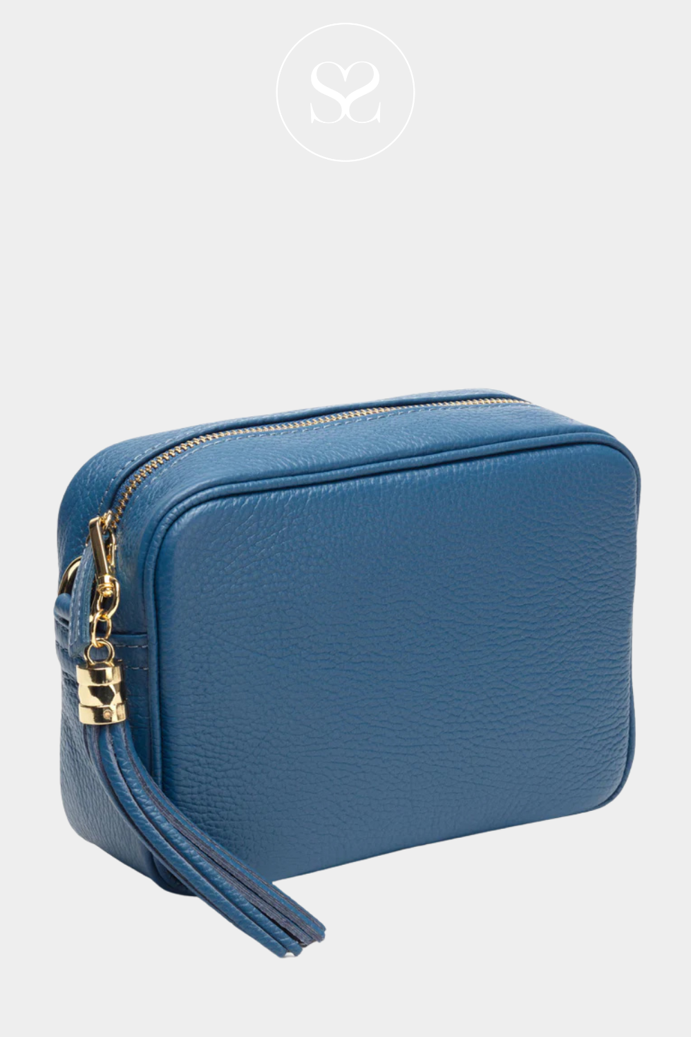 ELIE BEAUMONT BLUE LEATHER SMALL CROSSBODY BAG WITH DEEP ZIPPED POCKET