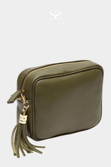 ELIE BEAUMONT OLIVE GREEN LEATHER CROSSBODY BAGS