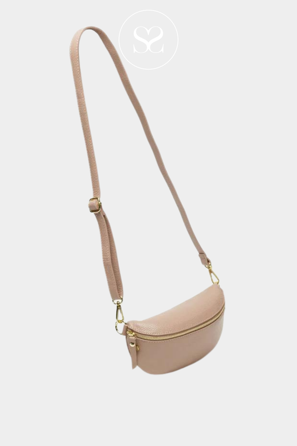 Pink leather crossbody / sling bag
