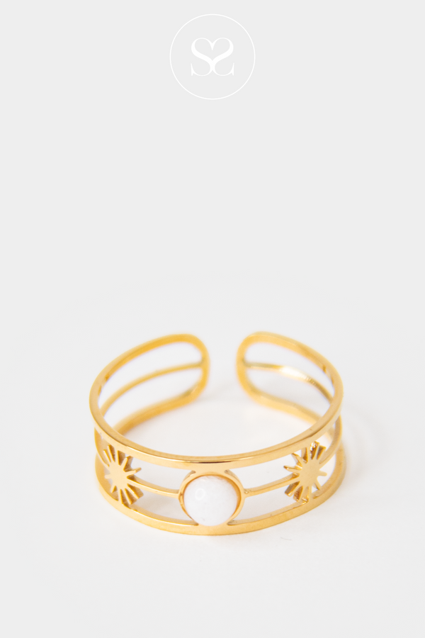 EMMY 06 GOLD TRIPLE BAND SUN ADJUSTABLE RING