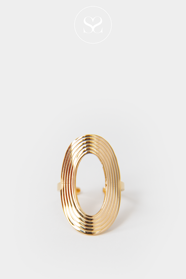 EMMY 13 GOLD FLAT CIRCLE STATEMENT ADJUSTABLE RING