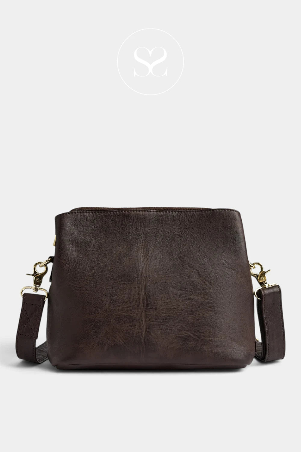 Depeche Brown Leather Crossbody Bag — 17266