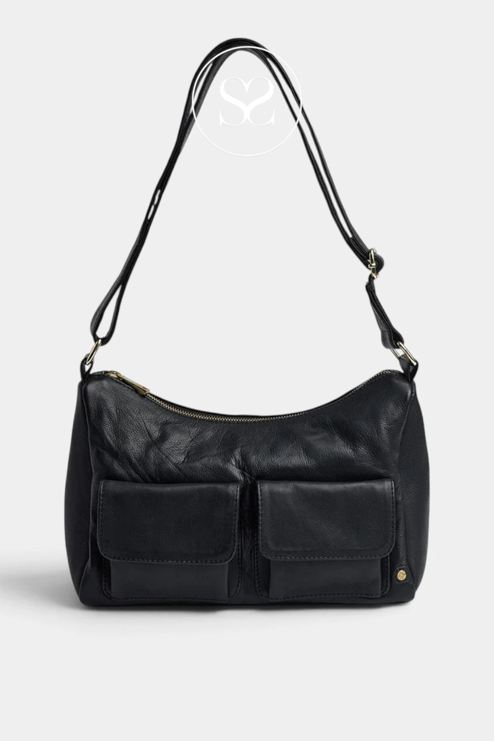 Depeche Black Leather with Gold Hardware Shoulderbag -17272