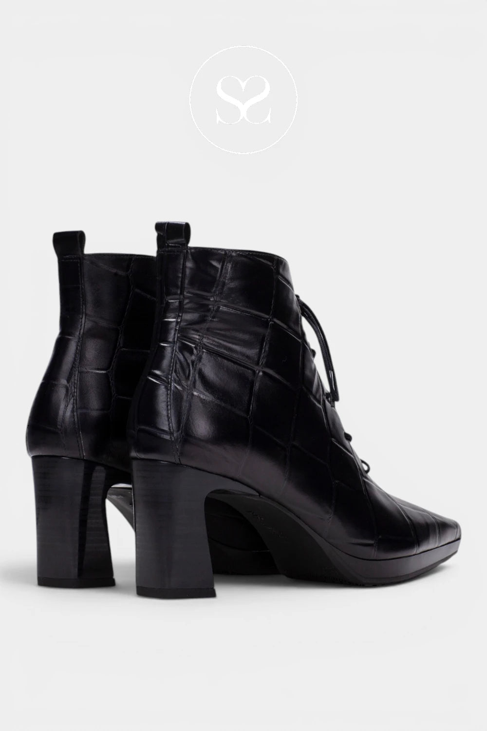Hispanitas Black Lace Up Block Heel Ankle Boots HI264905 for women in Ireland