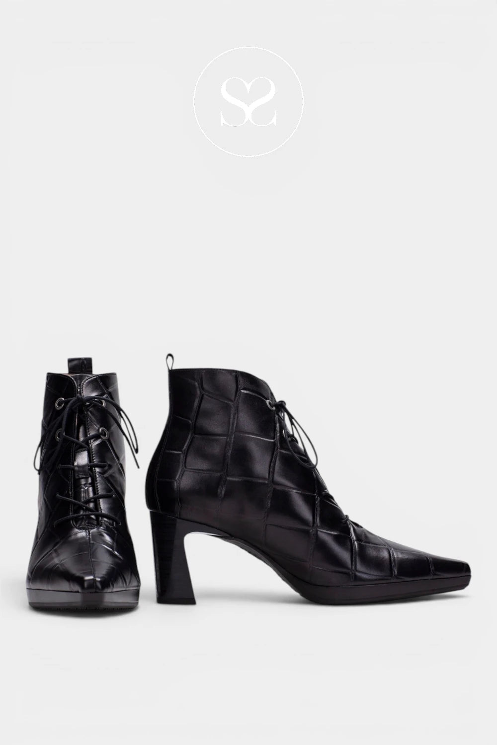 Hispanitas Black Lace Up Block Heel Ankle Boots HI264905 for women in Ireland