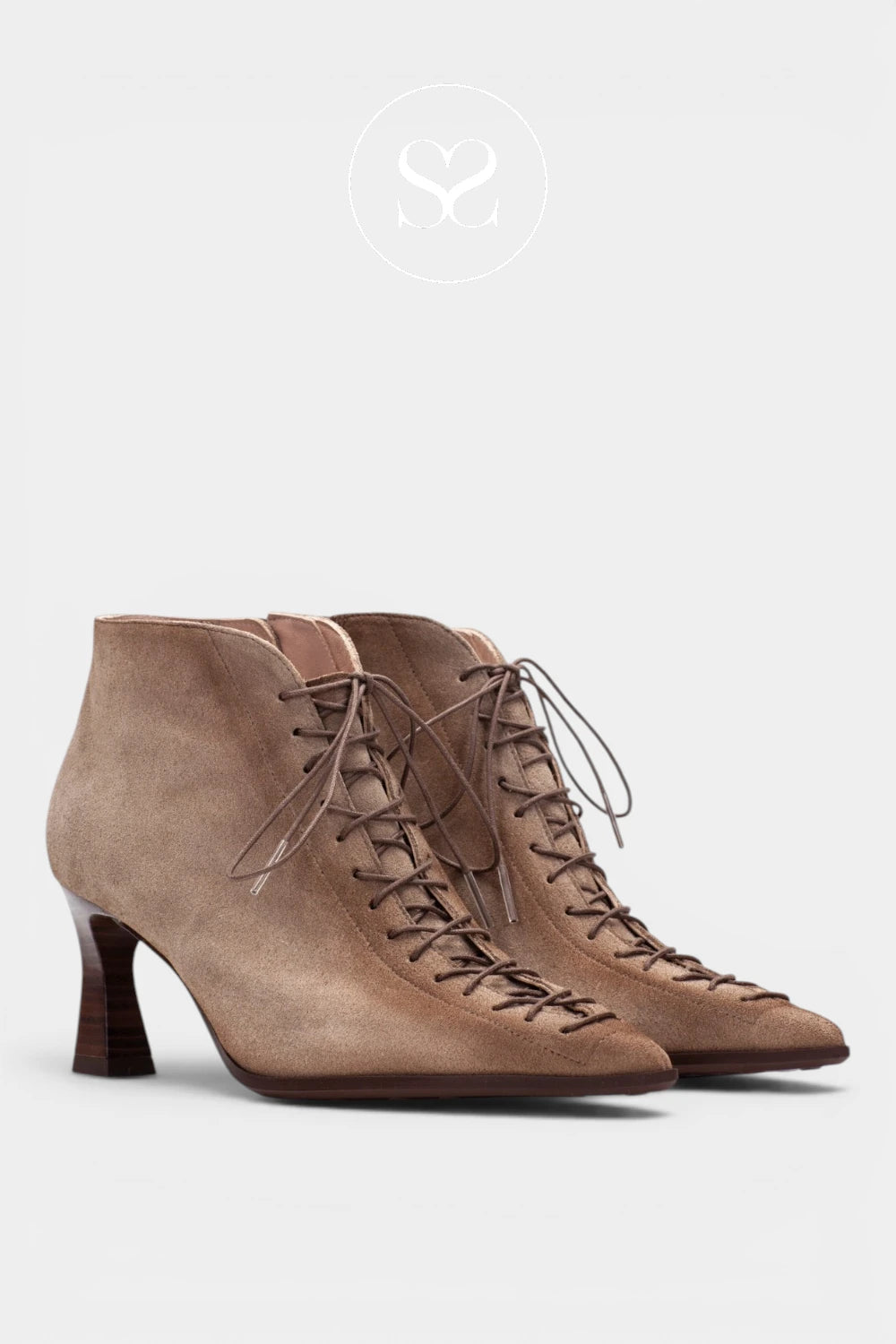 Hispanitas Taupe Suede Pointed Toe Ankle Boots HI264960