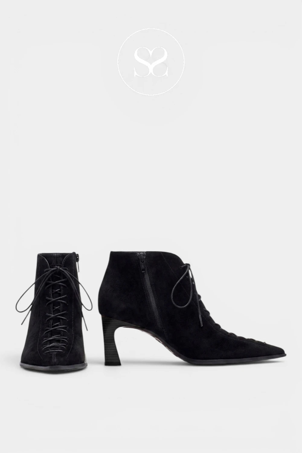 Hispanitas Black Suede Pointed Toe Ankle Boots HI264960