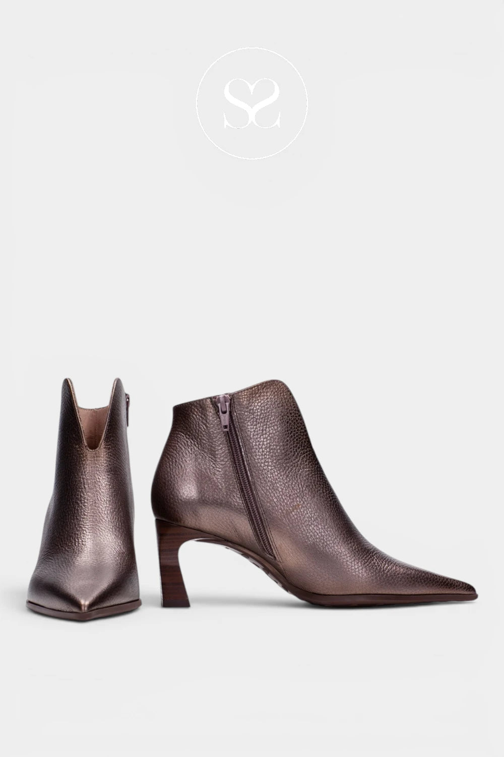 Hispanitas Bronze Pointed Toe Ankle Boots HI265076