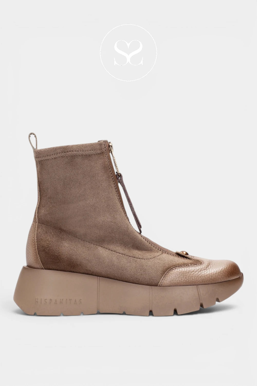 Hispanitas Taupe Leather/Suede Trainer Boots HI265104