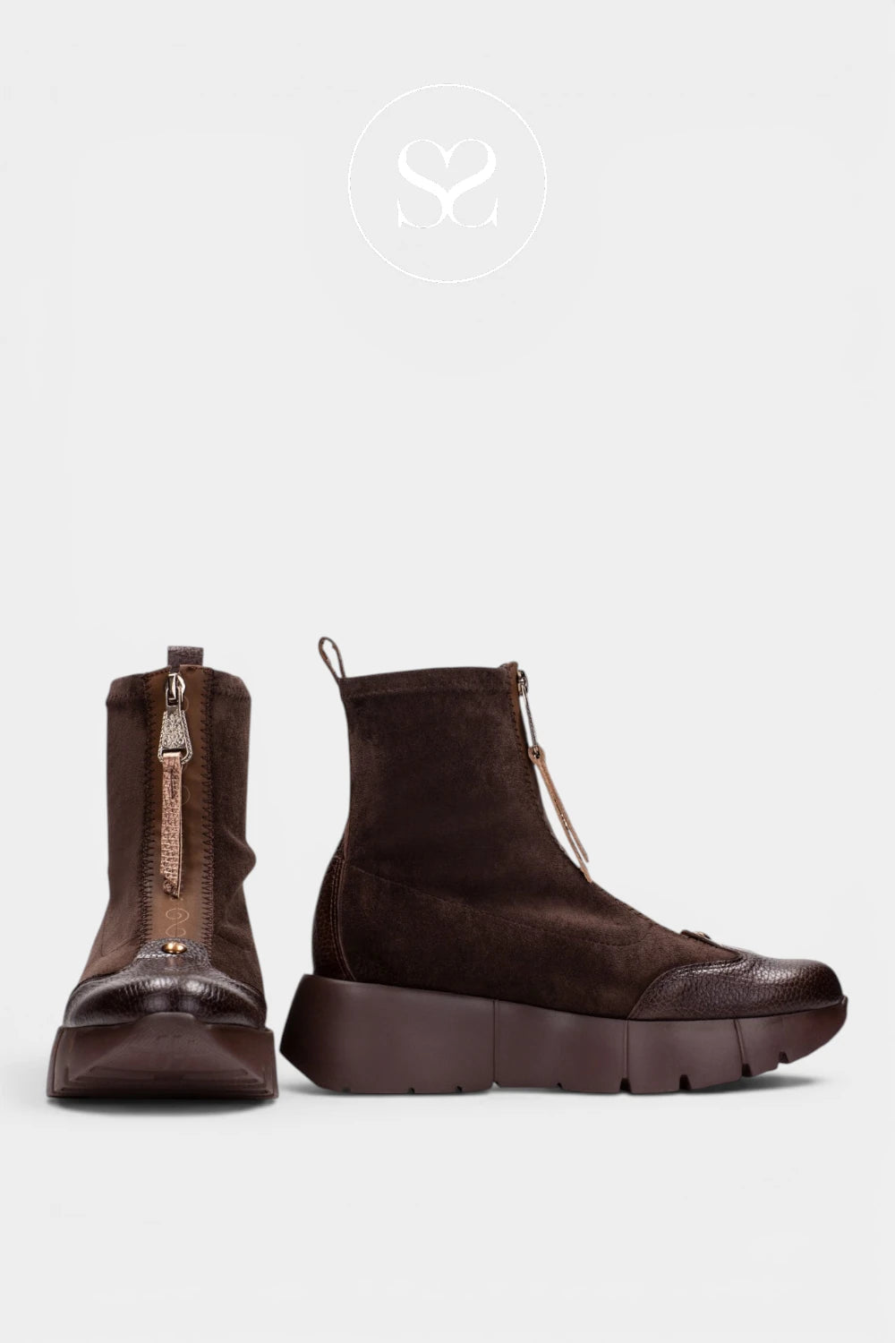 Hispanitas Brown Leather/Suede Trainer Boots HI265104 for Women - Ireland