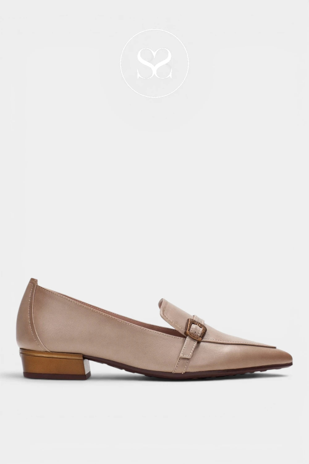 Hispanitas Taupe Leather Block Heel Loafer HI265141 for Women - Ireland