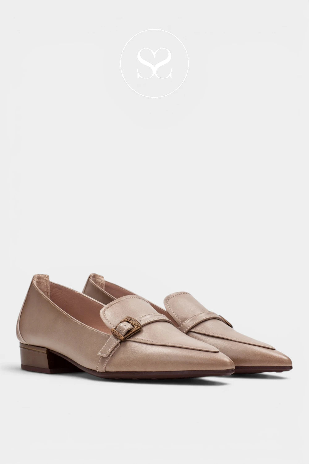 Hispanitas Taupe Leather Block Heel Loafer HI265141 for Women - Ireland