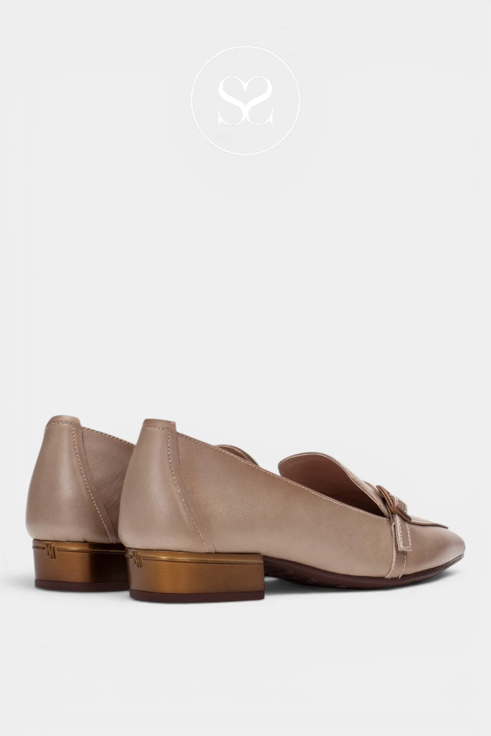 Hispanitas Taupe Leather Block Heel Loafer HI265141 for Women - Ireland