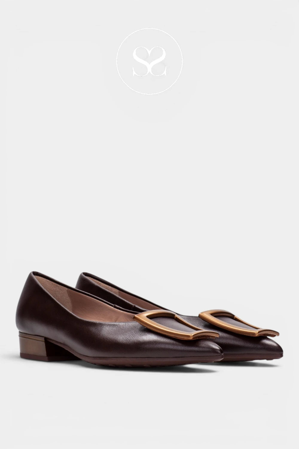 Hispanitas Chocolate Brown Block Heel Loafers HI265175