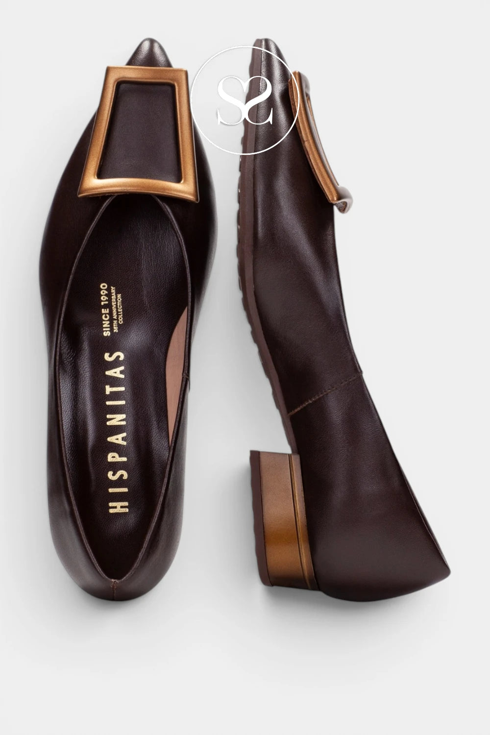 Hispanitas Chocolate Brown Block Heel Loafers HI265175