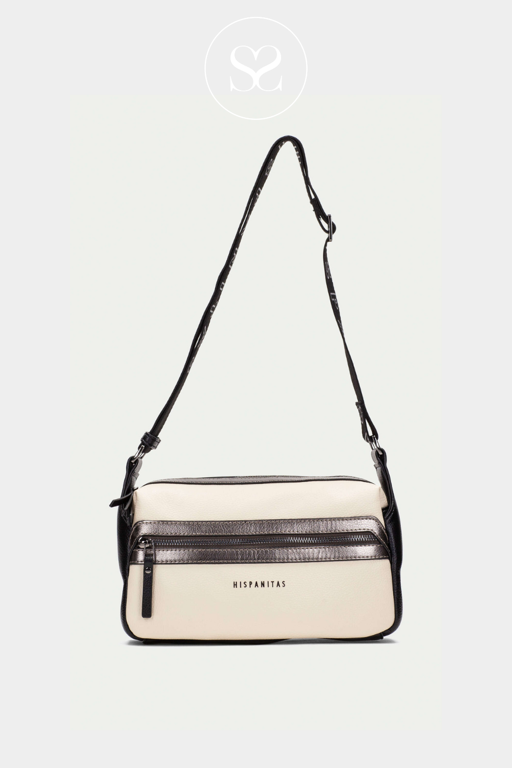 HISPANITAS BI243546 CREAM/PEWTER/BLACK CROSSBODY BAG