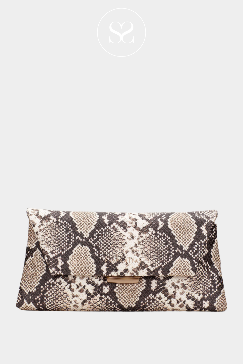 HISPANITAS BV253841 SNAKE PRINT ENVELOPE CLUTCH BAG
