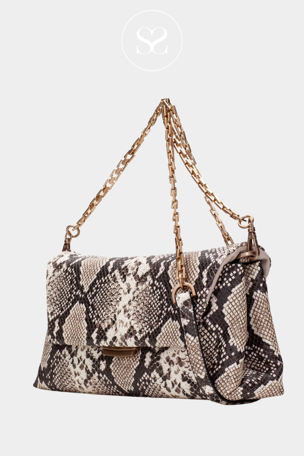 HISPANITAS BV253841 SNAKE PRINT ENVELOPE CLUTCH BAG
