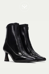 hispanitas black zip up ankle boots with block heel