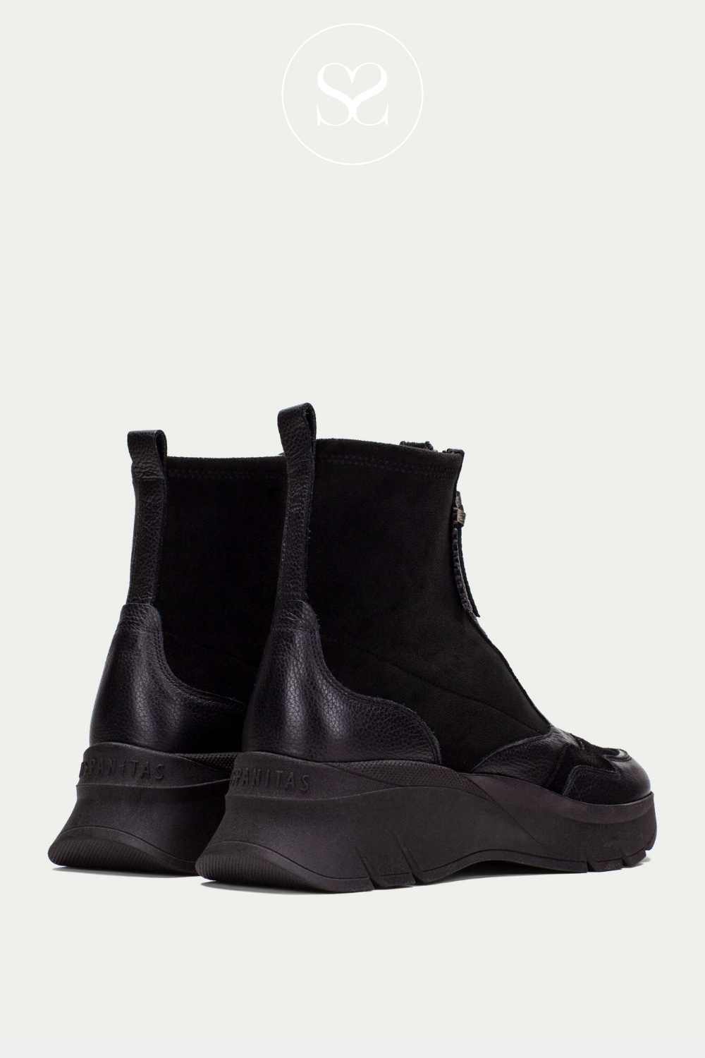 HISPANITAS HI243628 BLACK SPORTY ANKLE BOOTS WITH FRONT ZIP. BUY HISPANITAS IRELAND.