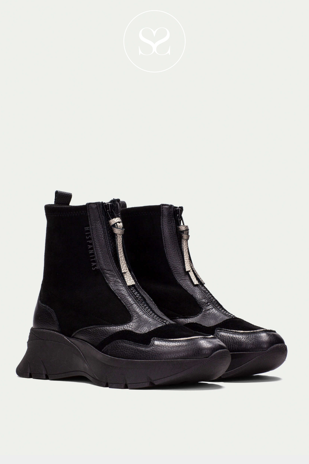 HISPANITAS HI243628 BLACK SPORTY ANKLE BOOTS WITH FRONT ZIP. BUY HISPANITAS IRELAND.