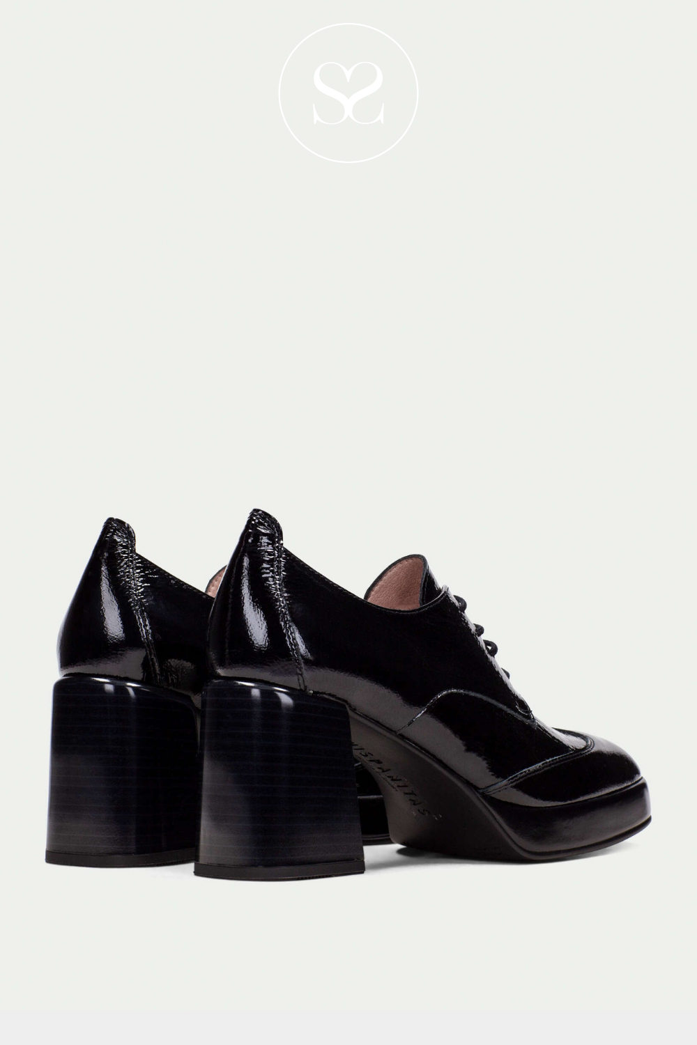 HISPANITAS HI243661 BLACK LEATHER BLOCK HEEL SHOES