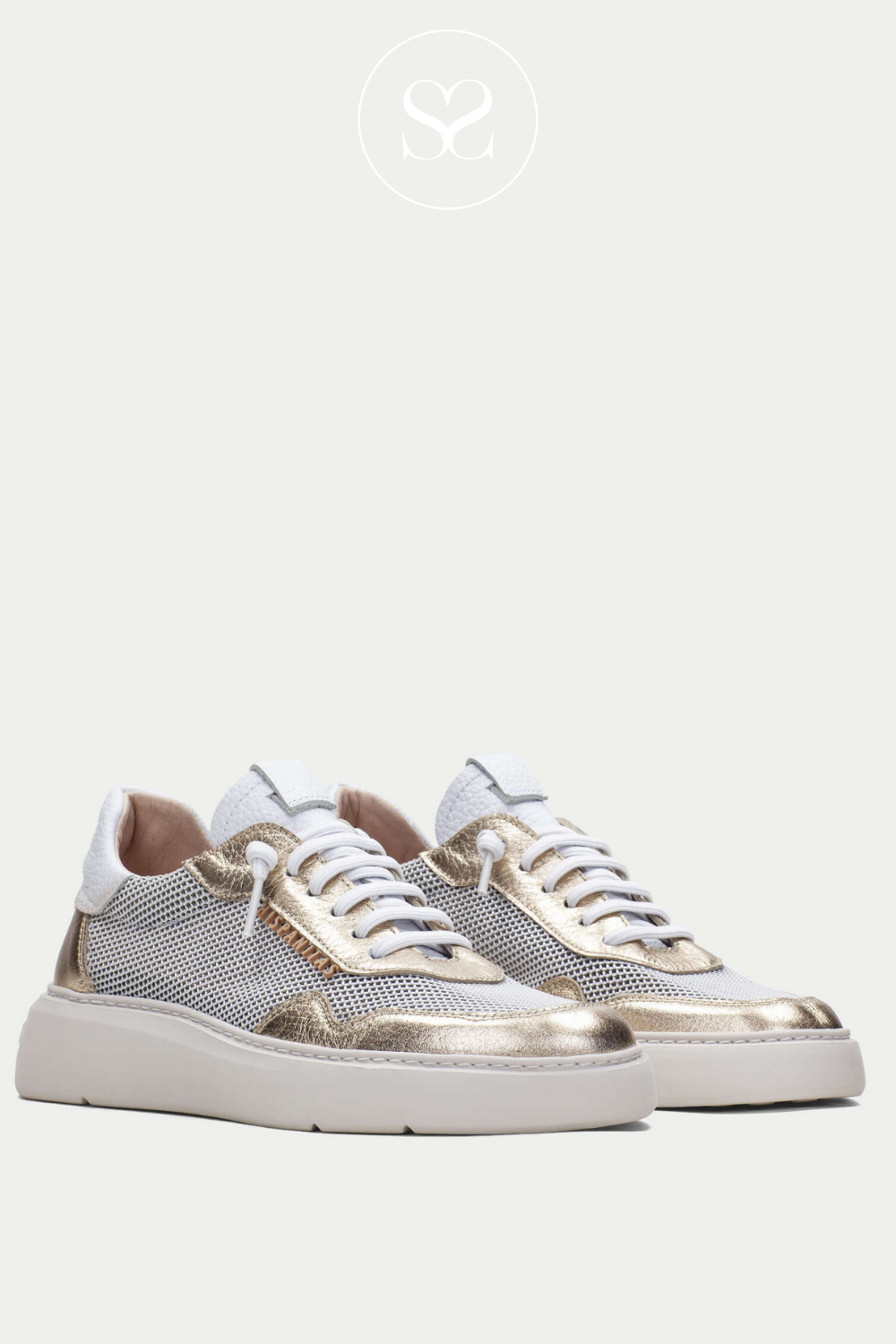 HISPANITAS HV242412 SILVER GOLD ELASTICATED LACE TRAINERS