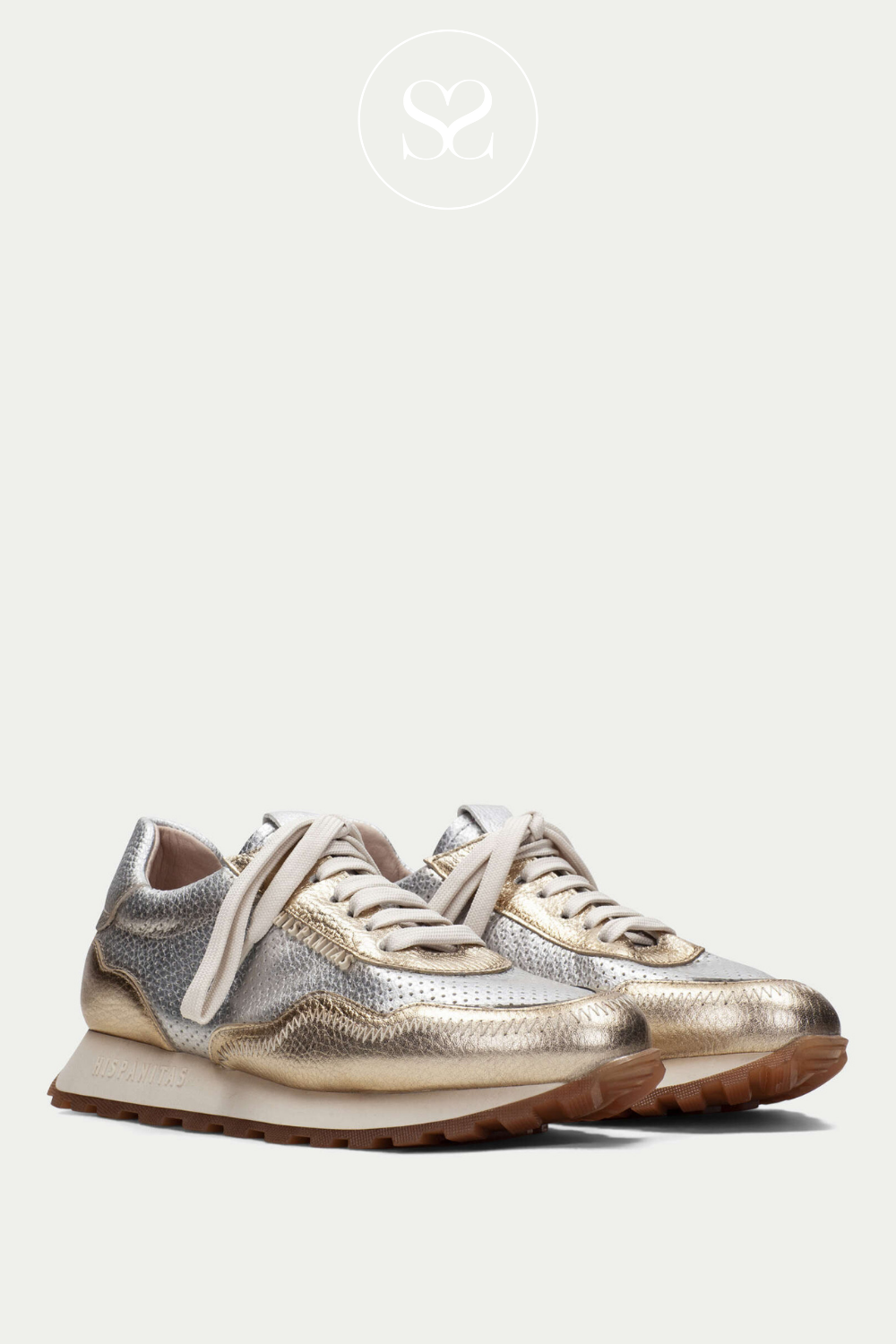 HISPANITAS HV243392 METALLIC SILVER AND GOLD LACED TRAINERS