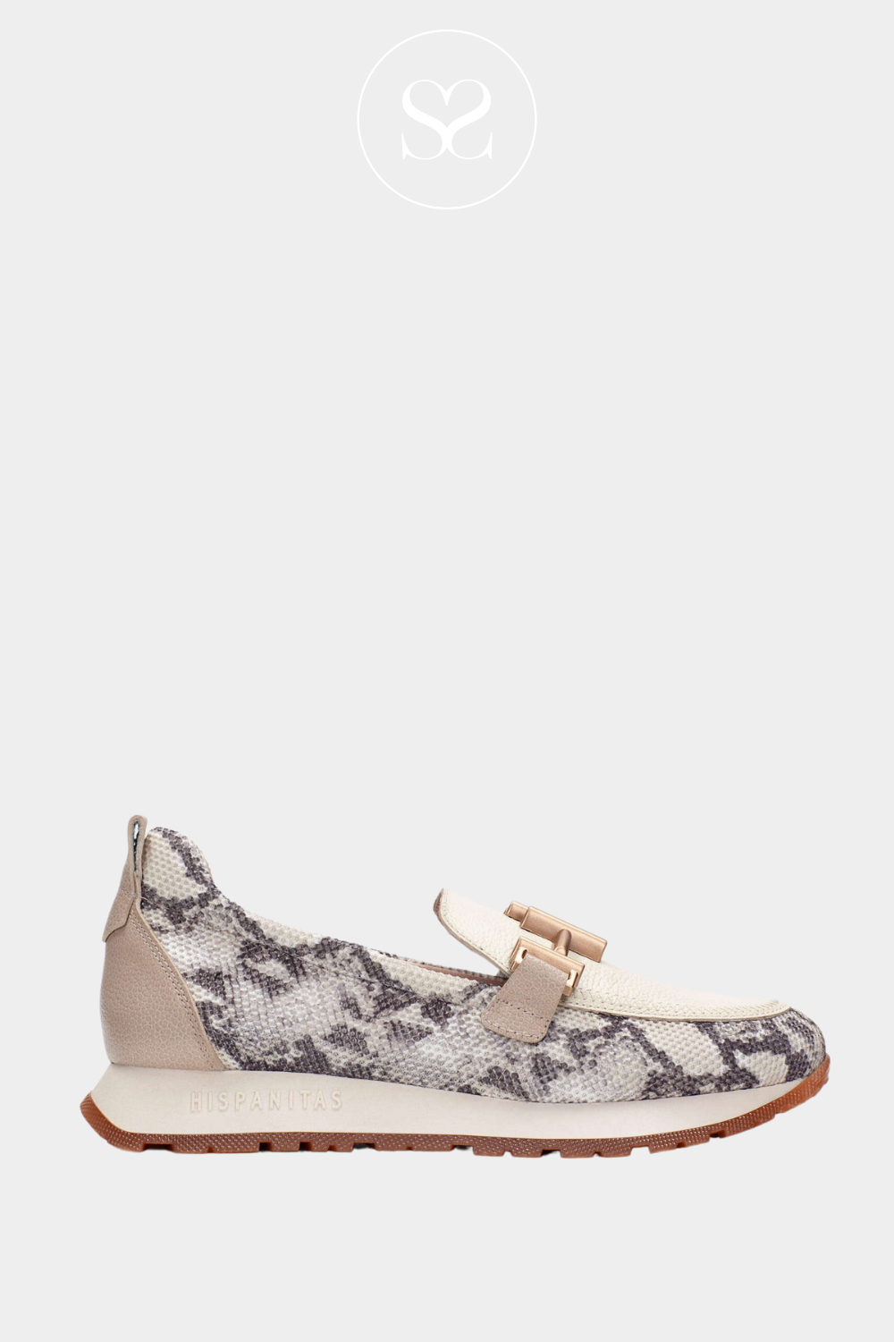 HISPANITAS PHV253919 SNAKE PRINT SLIP ON CHUNKY LOAFERS WITH BUCKLE DETAIL