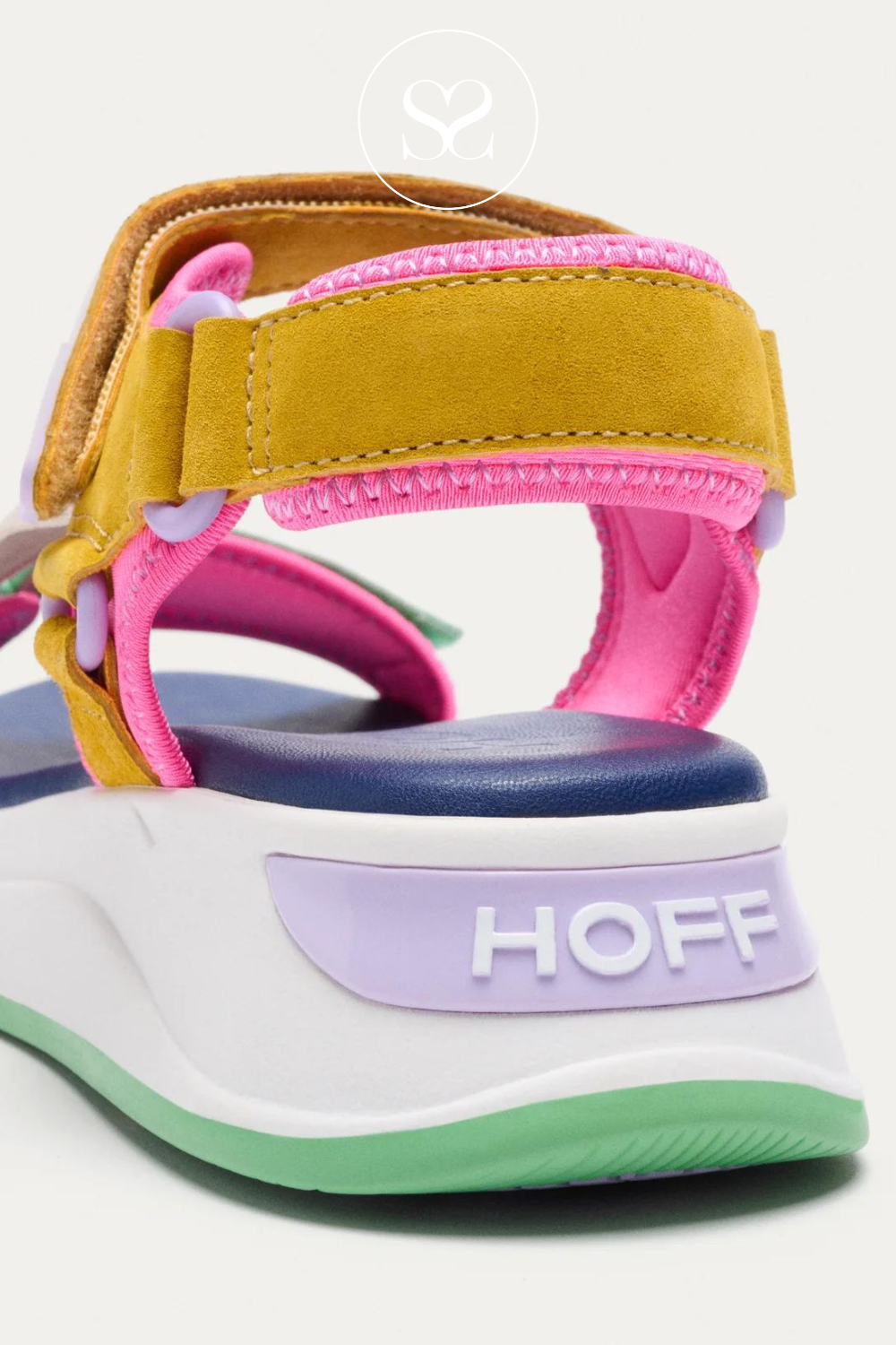 HOFF PHUKET LEATHER/SUEDE MULTI WALKING SANDALS WITH VELCRO STRAP FASTENING.