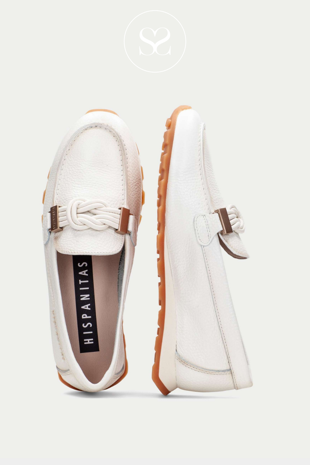 Spanish design loafer with knotted detail, round toe and rubber sole. 