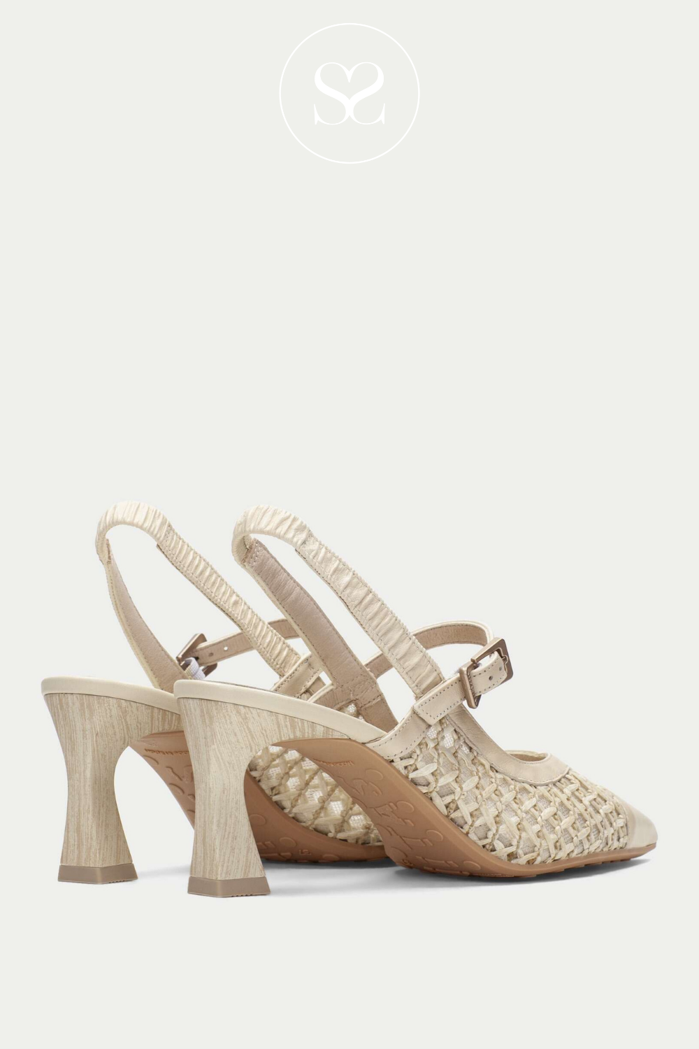 Hispanitas RHV264671 ivory neutral heel with elasticated slingback and adjustable strap
