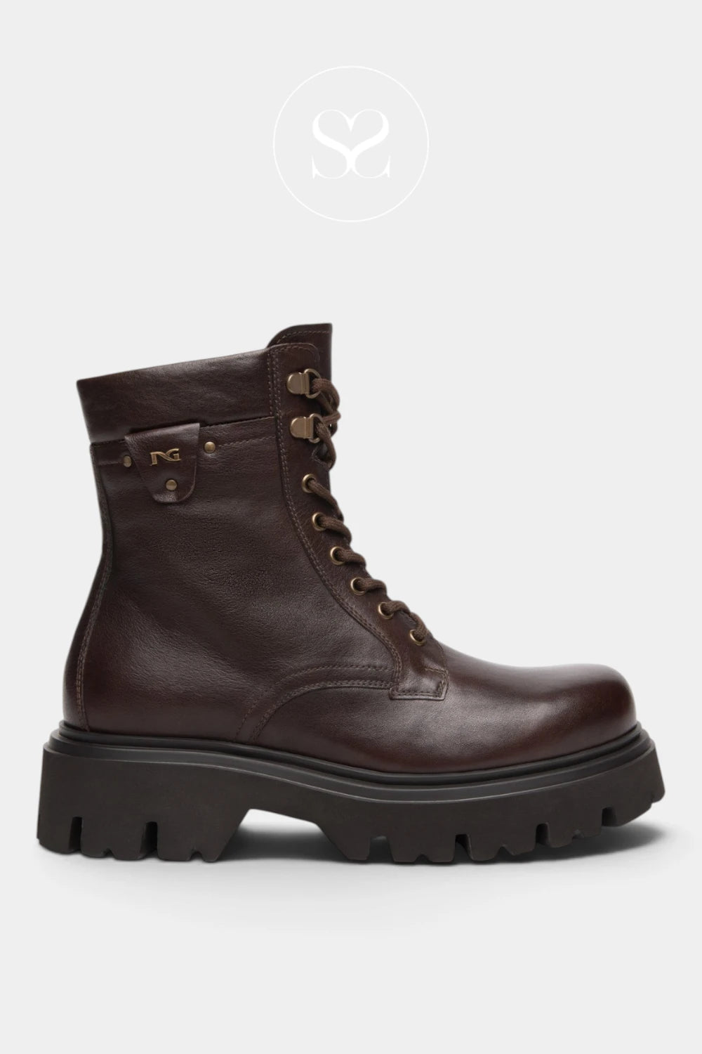 Nero Giardini Brown Chunky Lace-up Boots - I618064D for women - Ireland