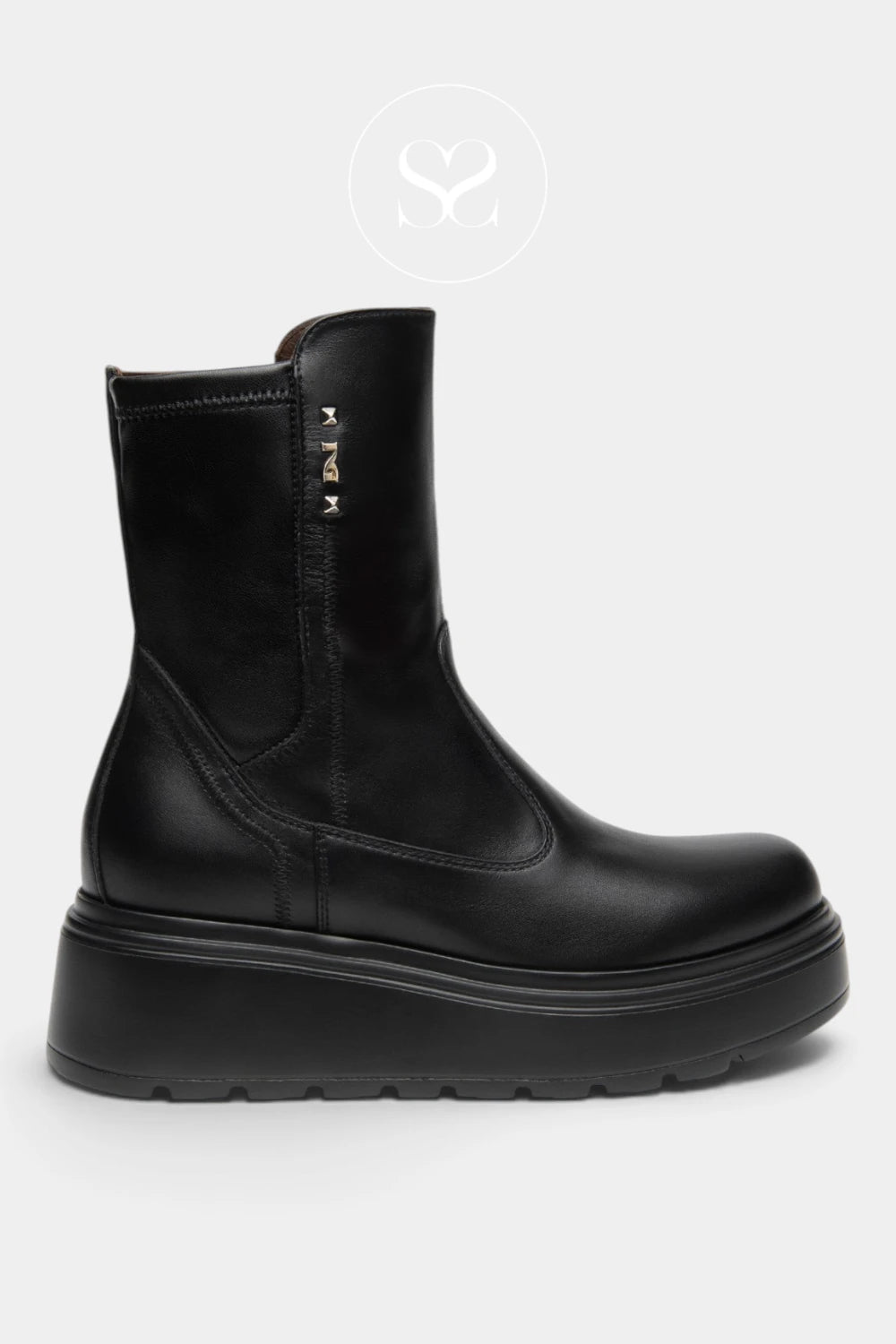 Nero Giardini Black Chunky Wedge Boots - I618110D